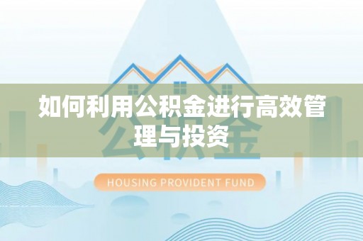 溪湖如何利用公积金进行高效管理与投资